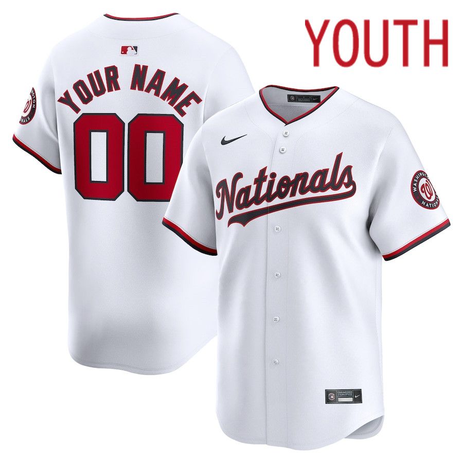 Youth Washington Nationals Nike White Home Limited Custom MLB Jersey